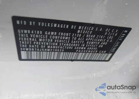 2017 Volkswagen Jetta 1.4T Se from USA, damaged, VIN 3VWDB7AJ5HM210529